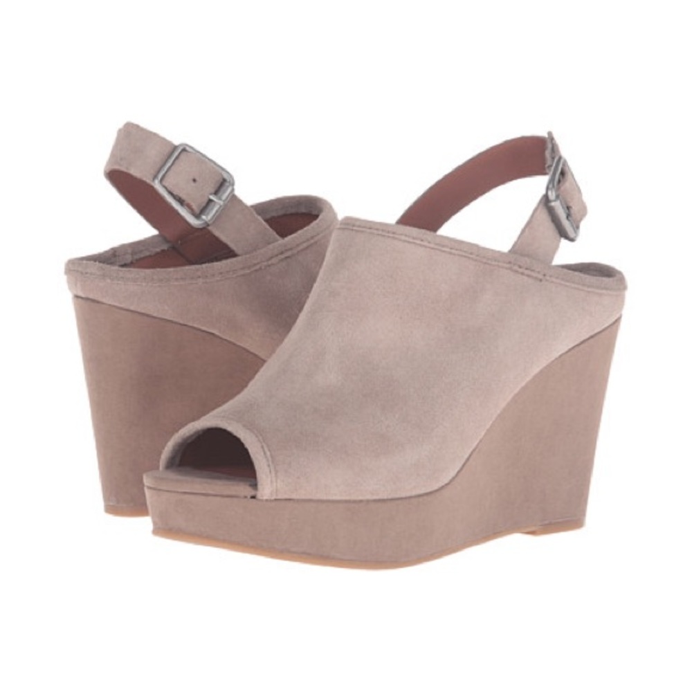 nwot lucky brand jemadine wedge sandal gray suede